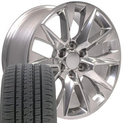 Set(4) 20x9 CV26 Polished - 6x139.7 +28ET with 275/55r20 Bridgestone Dueler Alenza HL Plus Tires