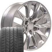 Set(4) 20x9 CV26 Polished - 6x139.7 +28ET with 275/55r20 Goodyear Eagle LS2 Tires