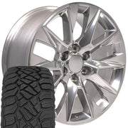 Set(4) 20x9 CV26 Polished - 6x139.7 +28ET with 275/55r20 Sailun TerraMax RT Tires