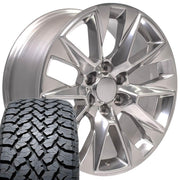 Set(4) 20x9 CV26 Polished - 6x139.7 +28ET with 275/55r20 TBB TS-37 AT Tires