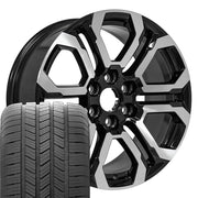 Set(4) 20x9 CV28 Gloss Black Machined - 6x139.7 +28ET with 275/55r20 Goodyear Eagle LS2 Tires