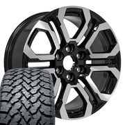 Set(4) 20x9 CV28 Gloss Black Machined - 6x139.7 +28ET with 275/55r20 TBB TS-37 AT Tires