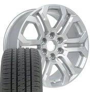 Set(4) 20x9 CV28 Gloss Silver - 6x139.7 +28ET with 275/55r20 Bridgestone Dueler Alenza HL Plus Tires