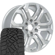 Set(4) 20x9 CV28 Gloss Silver - 6x139.7 +28ET with 275/55r20 Sailun TerraMax RT Tires