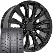 Set(4) 22x9 CV30 Gloss Black - 6x139.7 +28ET with 285/45r22 Goodyear Eagle Sport Tires