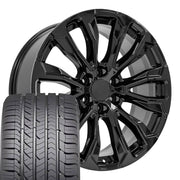 Set(4) 22x9 CV30B Gloss Black - 6x139.7 +28ET with 285/45r22 Goodyear Eagle Sport Tires