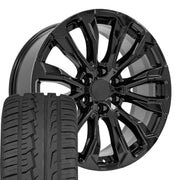 Set(4) 22x9 CV30B Gloss Black - 6x139.7 +28ET with 285/45r22 Ironman iMove GEN 2 SUV Tires