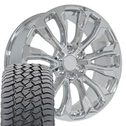 Set(4) 22x9 CV30 Chrome - 6x139.7 +28ET with 285/45r22 Sailun TerraMax AT2 Tires