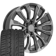 Set(4) 22x9 CV30B Gloss Gunmetal Machined - 6x139.7 +28ET with 285/45r22 Ironman iMove GEN 2 SUV Tires