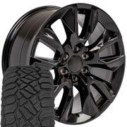 OE Wheels CV32 20x9 6x139.7 Gloss Black Wheels 275/55r20 Sailun TerraMax RT Tires SET
