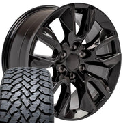 Set(4) 20x9 CV32 Gloss Black - 6x139.7 +28ET with 275/55r20 TBB TS-37 AT Tires