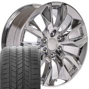 Set(4) 20x9 CV32 Chrome - 6x139.7 +28ET with 275/55r20 Goodyear Eagle LS2 Tires