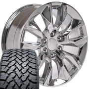 Set(4) 20x9 CV32 Chrome - 6x139.7 +28ET with 275/55r20 TBB TS-37 AT Tires