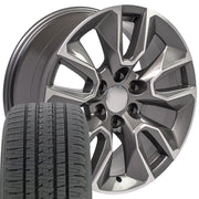 Set(4) 20x9 CV32 Gloss Gunmetal Machined - 6x139.7 +28ET with 275/55r20 Bridgestone Dueler Alenza HL Plus Tires