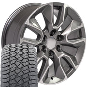 Set(4) 20x9 CV32 Gloss Gunmetal Machined - 6x139.7 +28ET with 275/55r20 Sailun TerraMax AT2 Tires