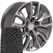 Set(4) 20x9 CV32 Gloss Gunmetal Machined - 6x139.7 +28ET with 275/55r20 Sailun TerraMax RT Tires