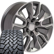 Set(4) 20x9 CV32 Gloss Gunmetal Machined - 6x139.7 +28ET with 275/55r20 TBB TS-37 AT Tires