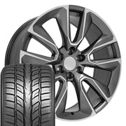 Set(4) 24x10 CV32 Gloss Gunmetal Machined - 6x139.7 +28ET with 295/35r24 Sailun Atrezzo SVR LX+ Tires