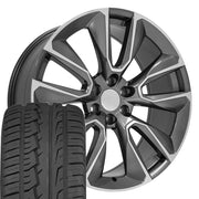 24" Replica Wheels fit Chevrolet Silverado 1500 - CV32 Gloss Gunmetal Machined 24x10, Ironman Tires Set