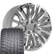 Set(4) 22x9 CV33 Chrome - 6x139.7 +28ET with 285/45r22 Goodyear Eagle Sport Tires