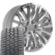 22" Replica Wheels fit GMC Sierra 1500 - CV33 Chrome 22x9, Sailun Tires Set