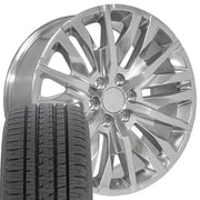 Set(4) 22x9 CV33 Polished - 6x139.7 +28ET with 285/45r22 Bridgestone Dueler Alenza HL Tires