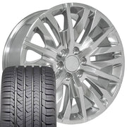 Set(4) 22x9 CV33 Polished - 6x139.7 +28ET with 285/45r22 Goodyear Eagle Sport Tires