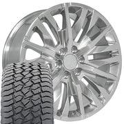 Set(4) 22x9 CV33 Polished - 6x139.7 +28ET with 285/45r22 Sailun TerraMax AT2 Tires