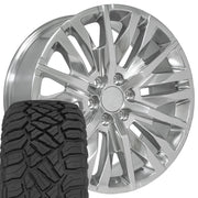 Set(4) 22x9 CV33 Polished - 6x139.7 +28ET with 285/45r22 Sailun TerraMax RT Tires