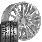 Set(4) 24x10 CV33 Polished - 6x139.7 +28ET with 295/35r24 Sailun Atrezzo SVR LX+ Tires