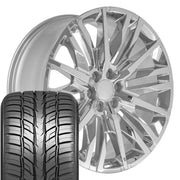 Set(4) 24x10 CV33 Chrome - 6x139.7 +31ET with 295/35r24 Sailun Atrezzo SVR LX+ Tires