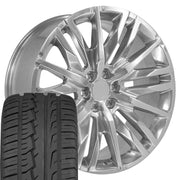 24" Replica Wheels fit GMC Sierra 1500 - CV33 Polished 24x10, Ironman Tires Set