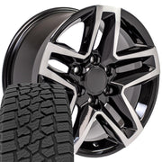 Set(4) 18x8.5 CV34B Gloss Black Machined - 6x139.7 +26ET with 275/65r18 Ironman All Country AT-X Tires