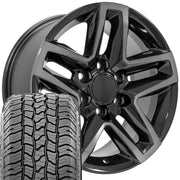 OE Wheels CV34 18x8.5 6x139.7 Gloss Black Machined with Tinted Clear Wheels 275-65-18 Ironman All Country A/T2 Tires SET