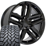 Set(4) 20x9 CV34 Gloss Black - 6x139.7 +26ET with 275/55r20 TBB TS-37 AT Tires
