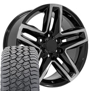 20" Replica Wheels fit Chevrolet Silverado 1500 - CV34B Gloss Black Machined 20x9, Sailun Tires Set