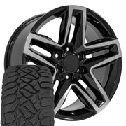 Set(4) 20x9 CV34B Gloss Black Machined - 6x139.7 +26ET with 275/55r20 Sailun TerraMax RT Tires