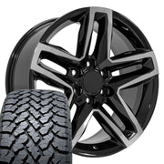 Set(4) 20x9 CV34 Gloss Black Machined - 6x139.7 +26ET with 275/55r20 TBB TS-37 AT Tires