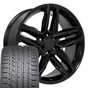 OE Wheels CV34 22x9 6x139.7 Gloss Black Wheels 285-45-22 Goodyear Eagle Sport Tires SET