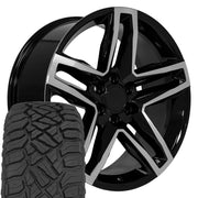 Set(4) 22x9 CV34 Gloss Black Machined - 6x139.7 +26ET with 285/45r22 Sailun TerraMax RT Tires