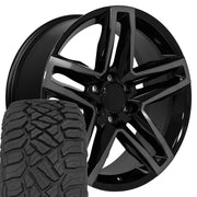 Set(4) 22x9 CV34 Gloss Black Machined with Tinted Clear - 6x139.7 +26ET with 285/45r22 Sailun TerraMax RT Tires