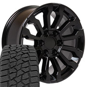 Set(4) 18x8.5 CV35 Gloss Black - 6x139.7 +26ET with 275/65r18 Ironman All Country AT-X Tires