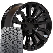 Set(4) 18x8.5 CV35 Gloss Black - 6x139.7 +26ET with 275/65r18 Sailun TerraMax AT2 Tires