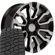 Set(4) 18x8.5 CV35 Gloss Black Machined - 6x139.7 +26ET with 275/65r18 Ironman All Country AT-X Tires