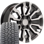 18" Replica Wheels fit GMC Sierra 1500 - CV35 Gloss Gunmetal Machined 18x8.5, Sailun Tires Set