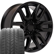 20" Replica Wheels fit GMC Sierra 1500 - CV36 Gloss Black 20x9, Goodyear Tires Set