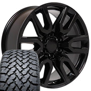 Set(4) 20x9 CV36 Gloss Black - 6x139.7 +28ET with 275/55r20 TBB TS-37 AT Tires