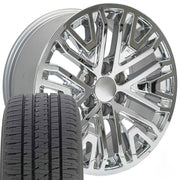 Set(4) 20x9 CV37 Chrome - 6x139.7 +28ET with 275/55r20 Bridgestone Dueler Alenza HL Plus Tires