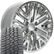 20" Replica Wheels fit GMC Sierra 1500 - CV37 Chrome 20x9, Sailun Tires Set