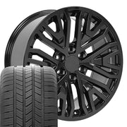 20" Replica Wheels fit GMC Sierra 1500 - CV37 Gloss Black 20x9, Goodyear Tires Set